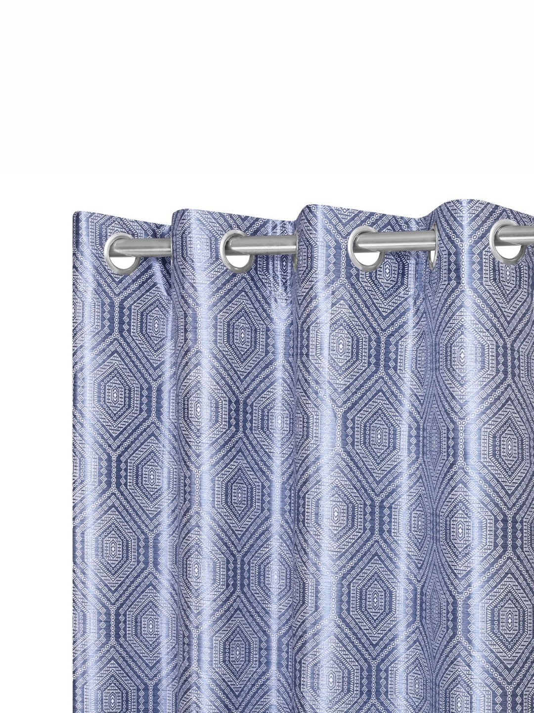 

REYANSH DECOR Blue & White 2 Pieces Geometric Printed Room Darkening Door Curtains