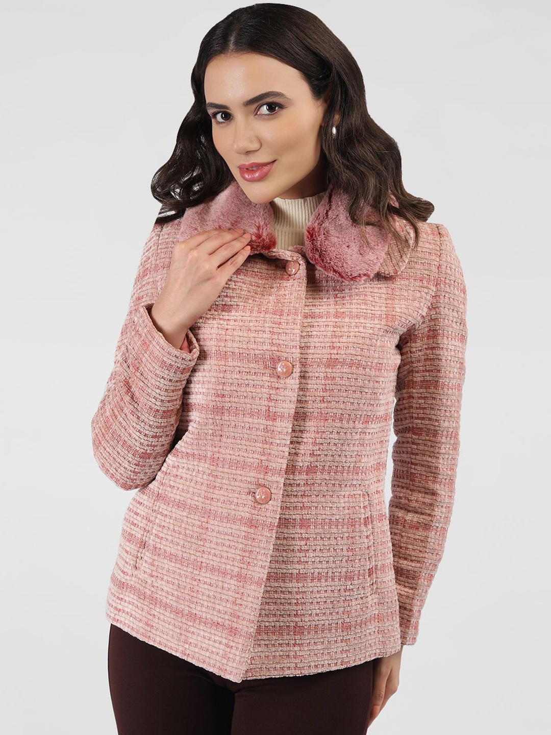 

LURE URBAN Women Single-Breasted Overcoat, Coral