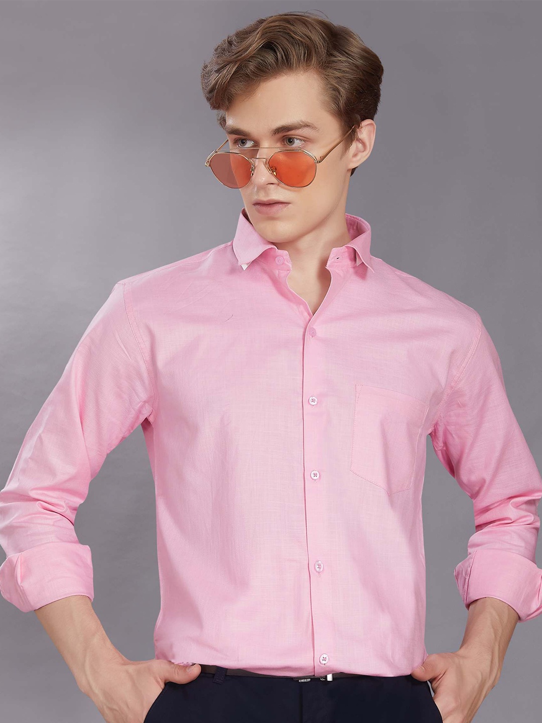 

DIVISIVE Men Club Slim Fit Opaque Casual Shirt, Pink