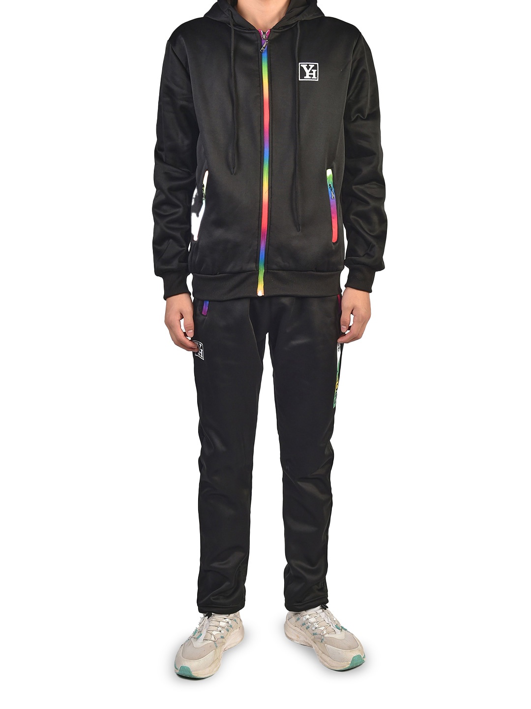 

StyleCast x Revolte Mock Collar Jacket With Trouser Tracksuit, Black