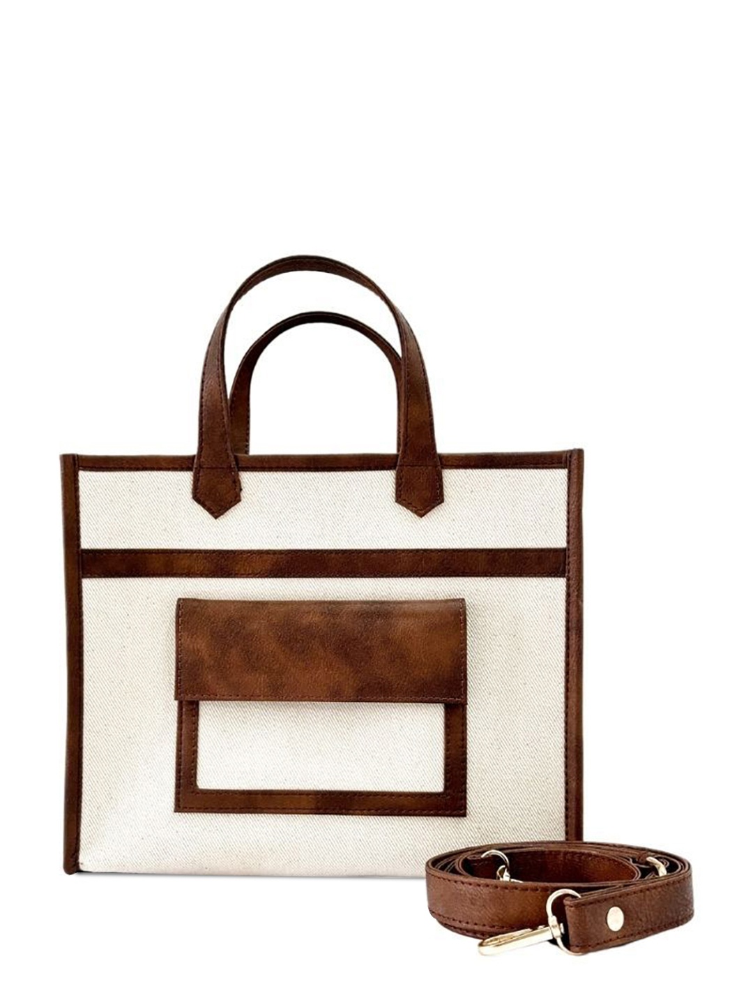 

Hues Studio Women Canvas sling bag with front pocket, Brown