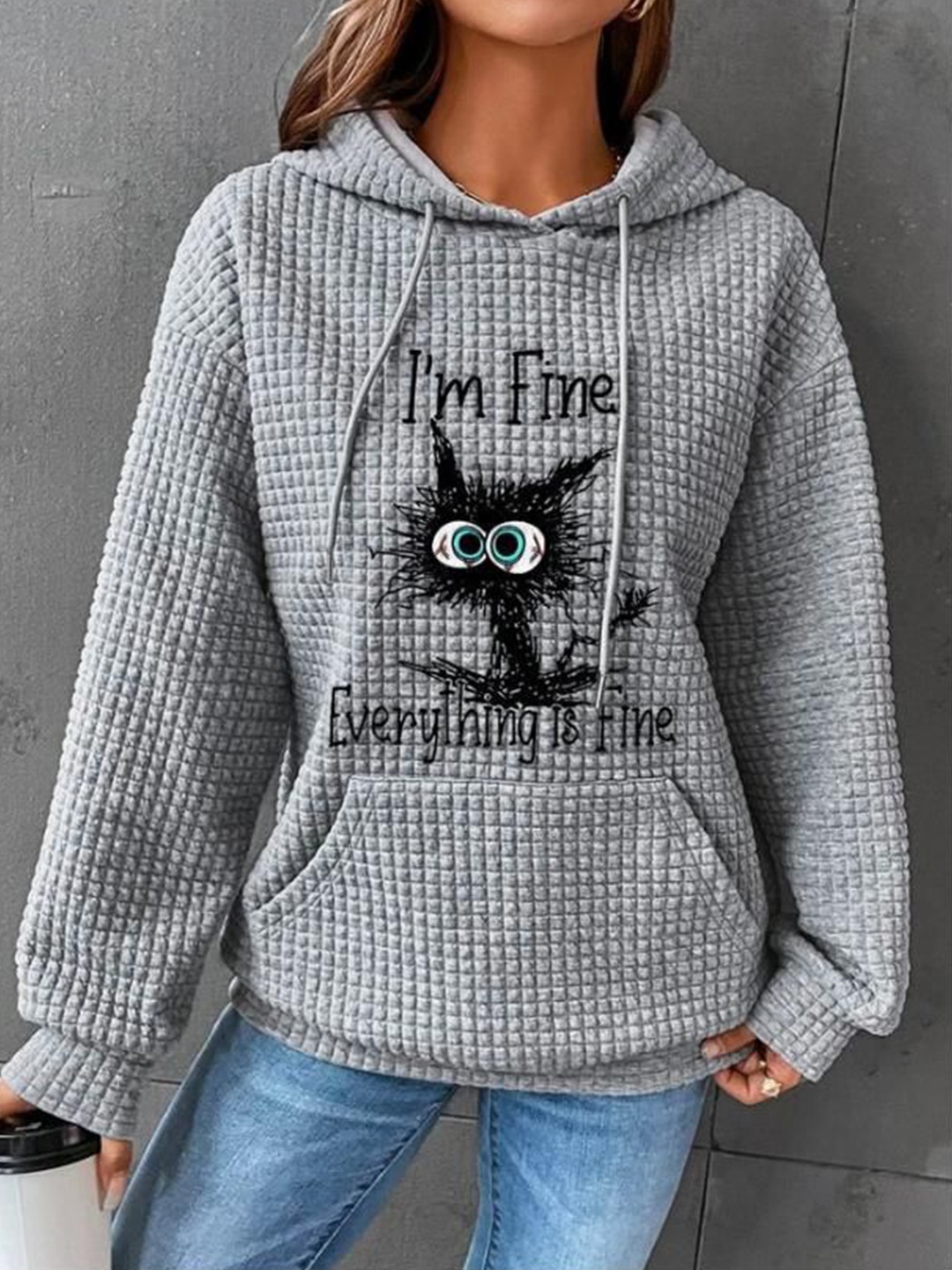 

StyleCast Women Printed Hooded Sweatshirt, Grey