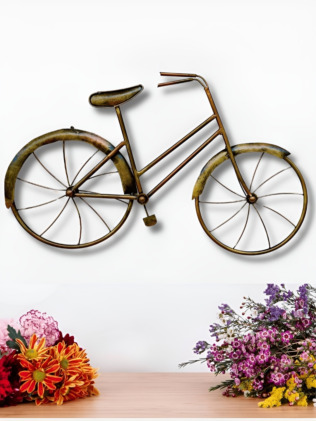 

ANSHIKA INTERNATIONAL Gold-Toned & Black Metal Cycle Wall Decor