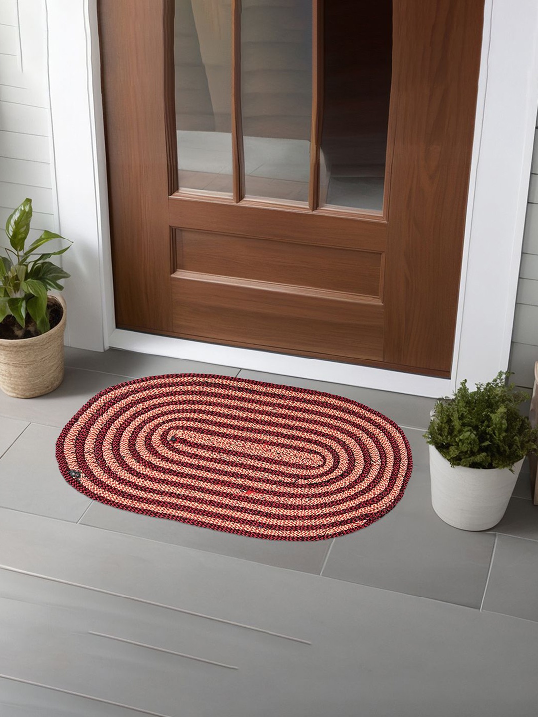 

Kuber Industries Maroon & Brown 6 Pieces Textured Cotton Anti-Slip Doormats