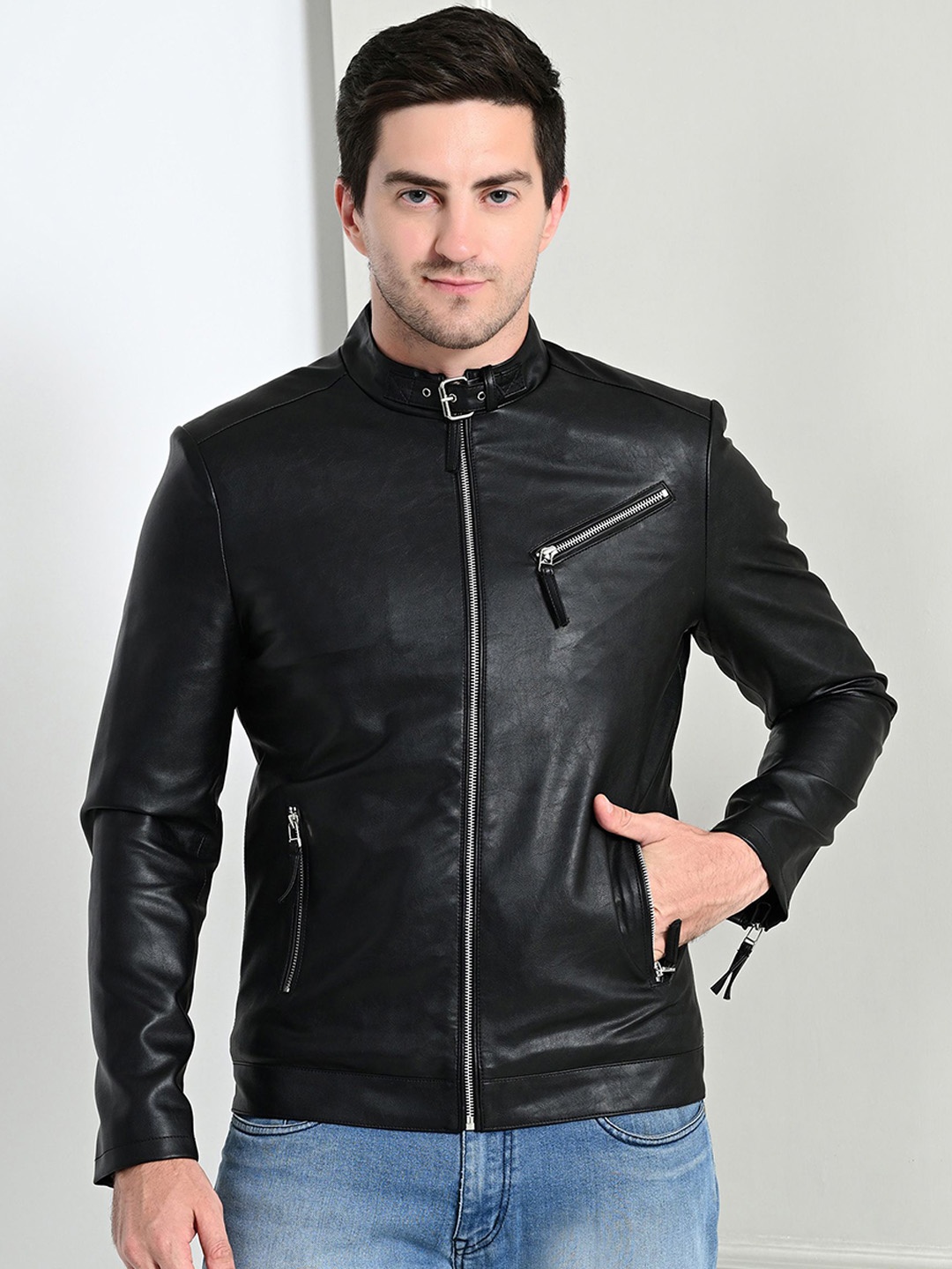 

TBOJ Men Lightweight Biker Jacket, Black