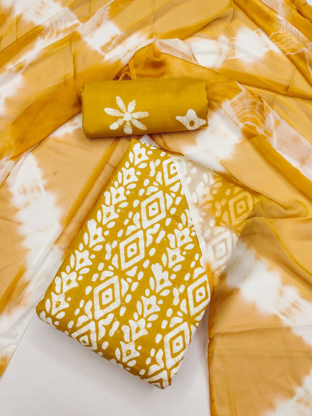 

LeeliPeeri Designer Printed Unstitched Dress Material, Yellow