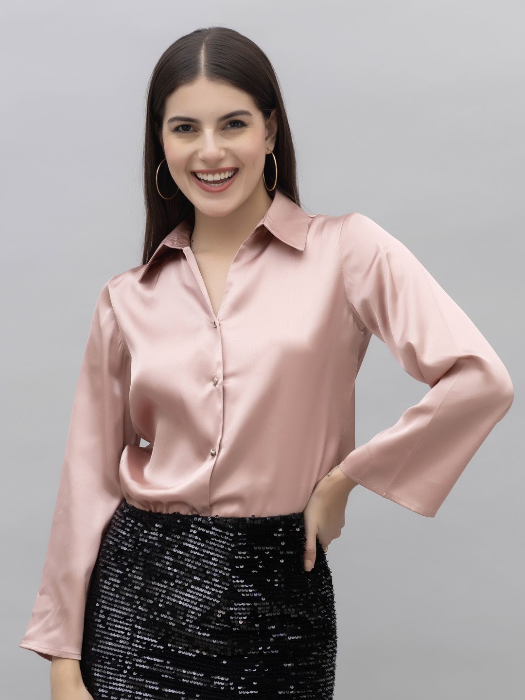 

PURYS WORKSPACE Women Standard Opaque Formal Shirt, Pink