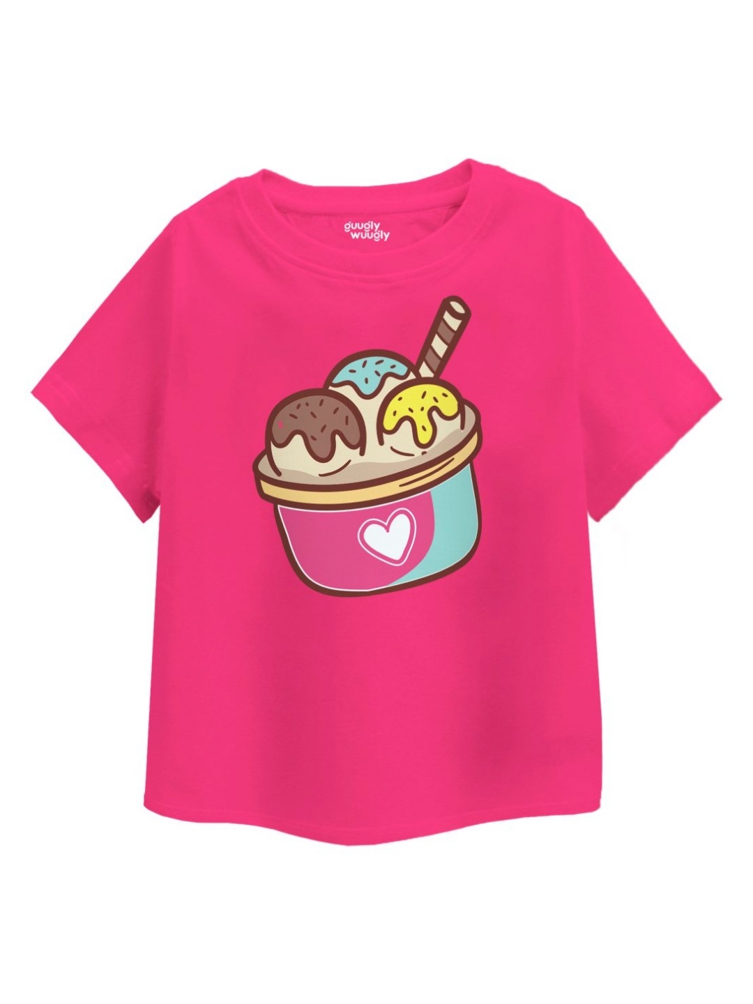 

Guugly Wuugly Girls Graphic Printed Round Neck Cotton T-shirt, Pink