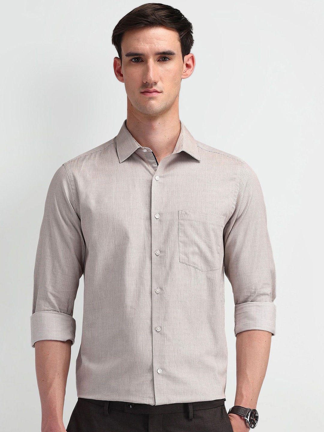 

Arrow Men Classic Opaque Formal Shirt, Beige