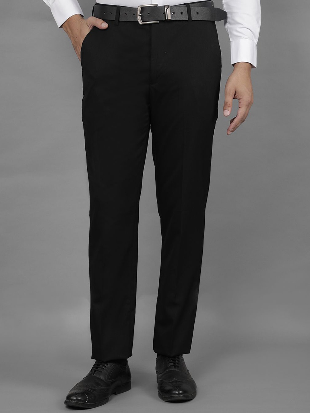 

American Archer Men Solid Smart Slim Fit Wrinkle Free Formal Trouser, Black