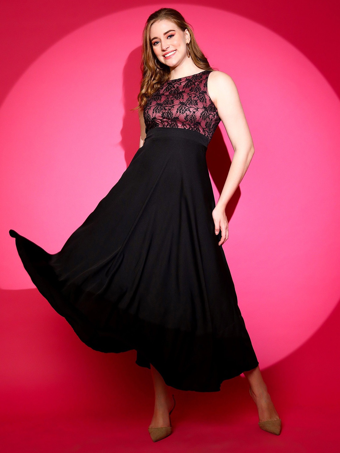 

Urban Komfort Floral Fit & Flare Maxi Dress, Pink