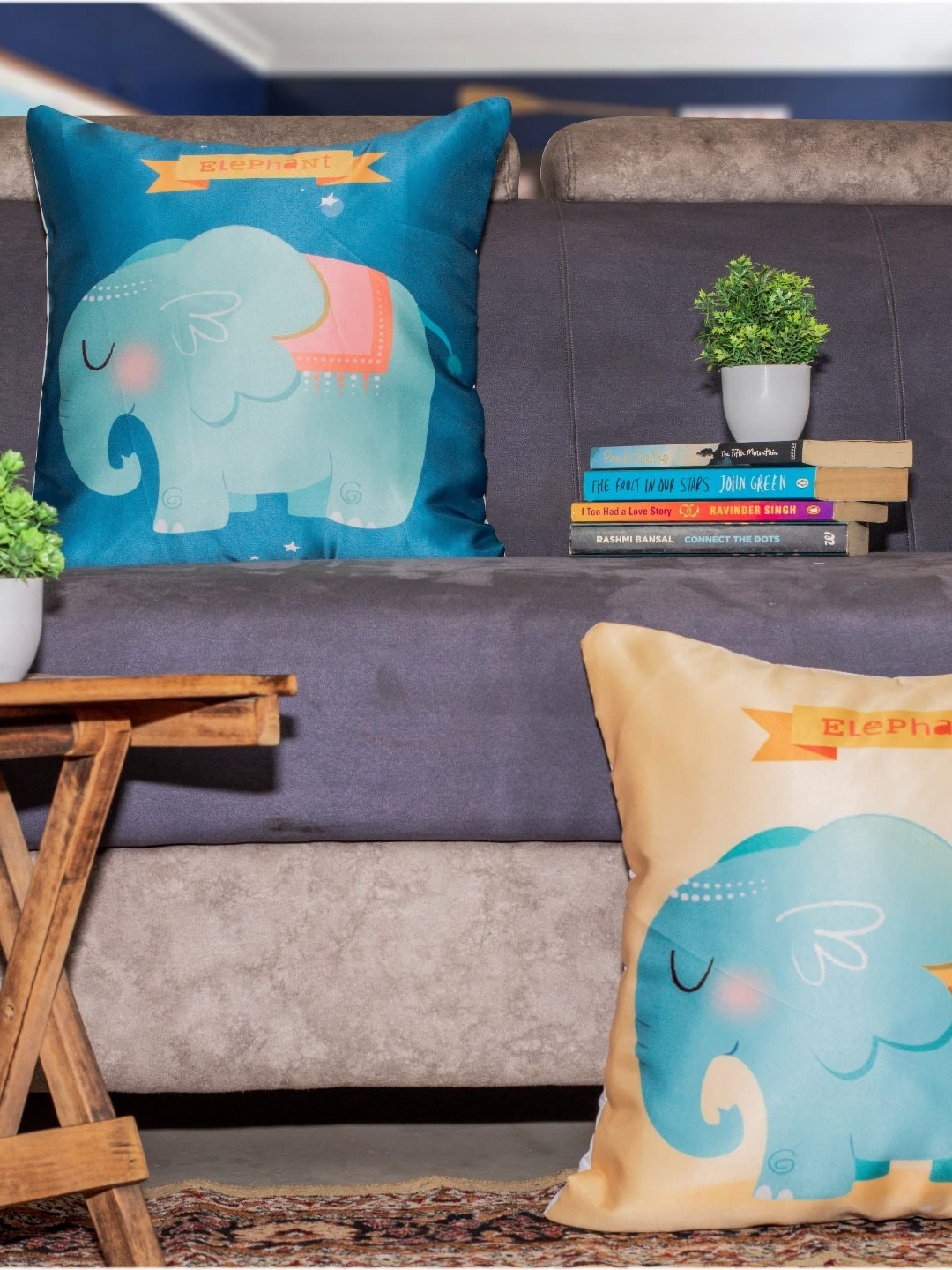 

Vendola Yellow & Blue 2 Pieces Cartoon Characters Square Cushion Covers