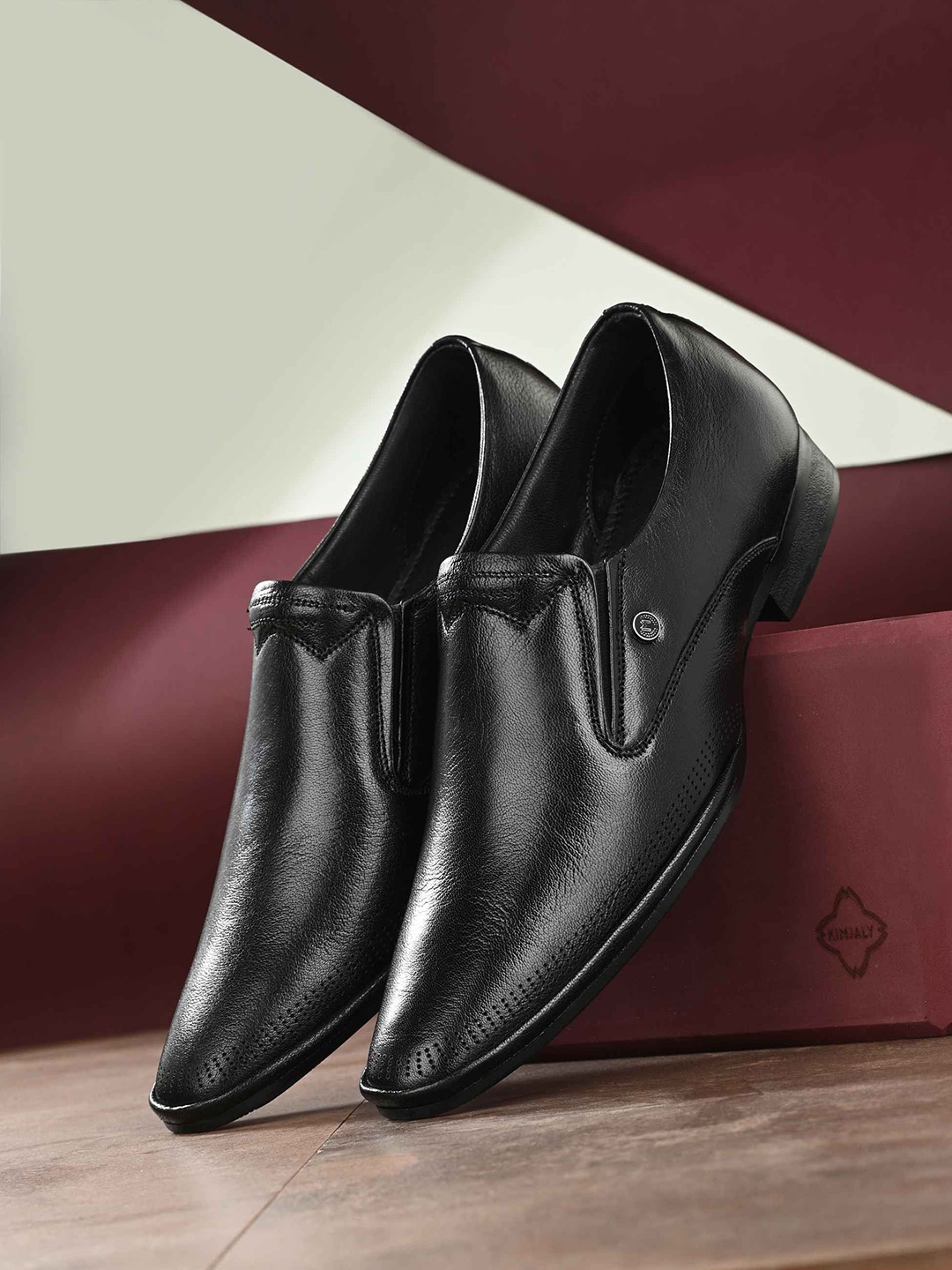 

MONDAIN Men Genuine Leather Formal Slip-Ons, Black