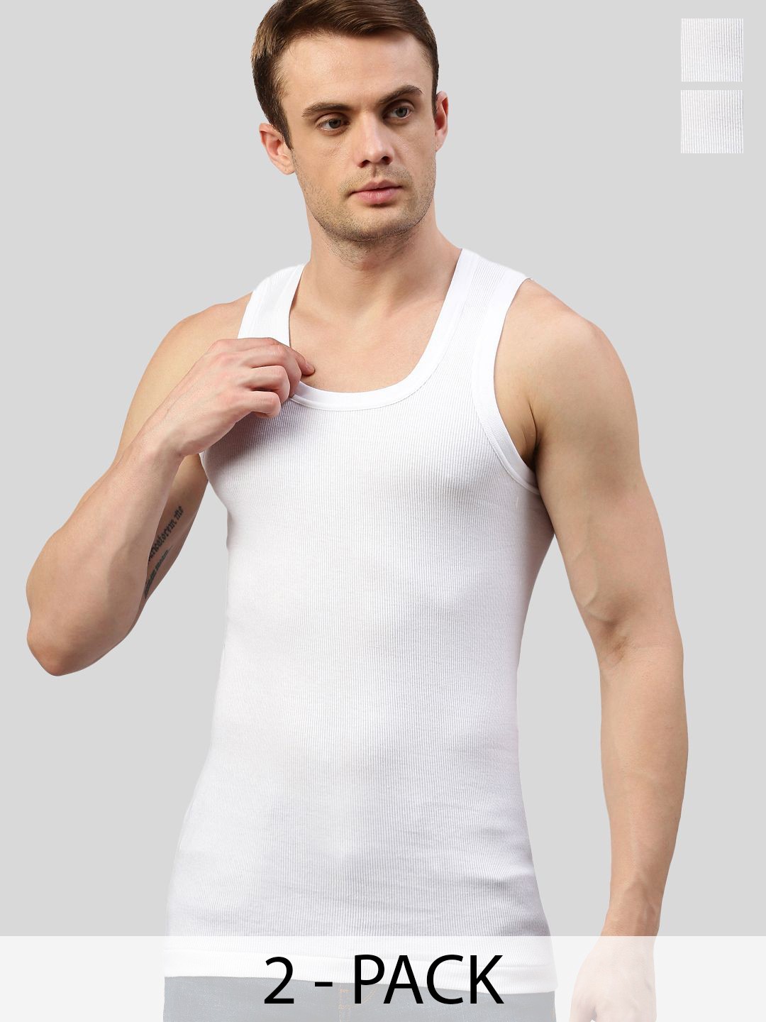 

SPORTO Pack Of 2 Men Undershirt Vests, White