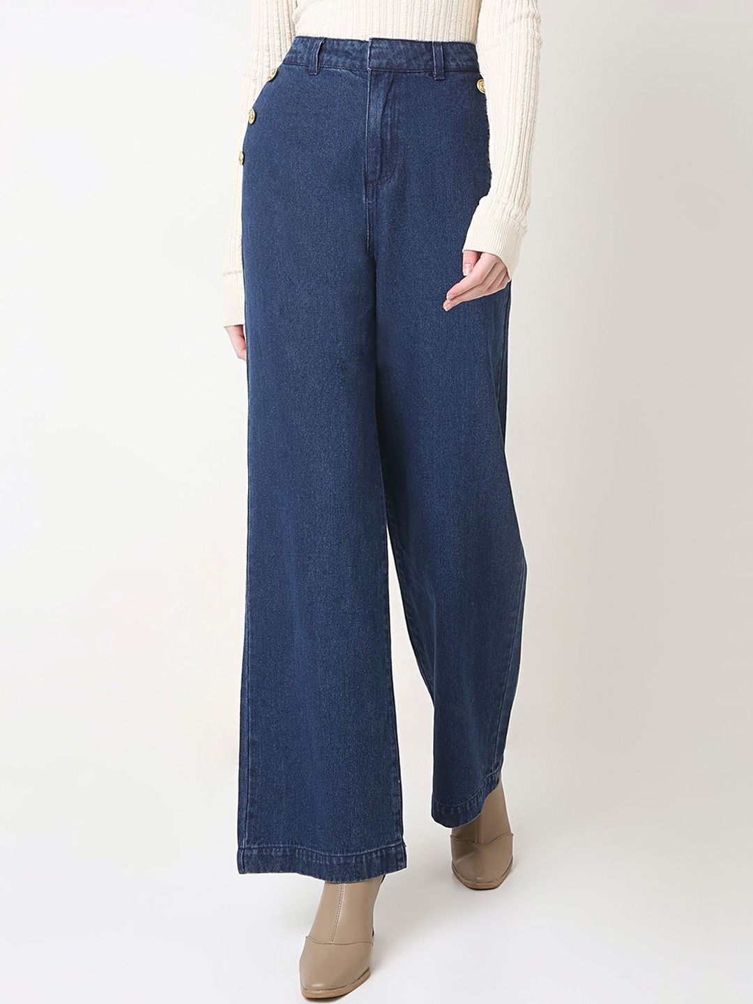 

Vero Moda Women Wide Leg High-Rise Jeans, Navy blue