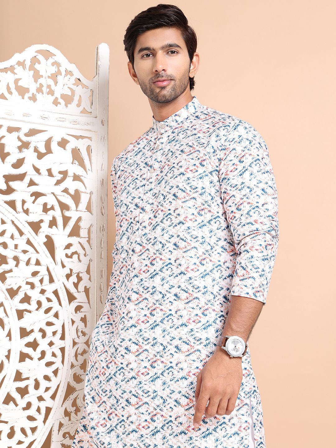 

Anouk Men Printed Sequinned Kurta, Blue