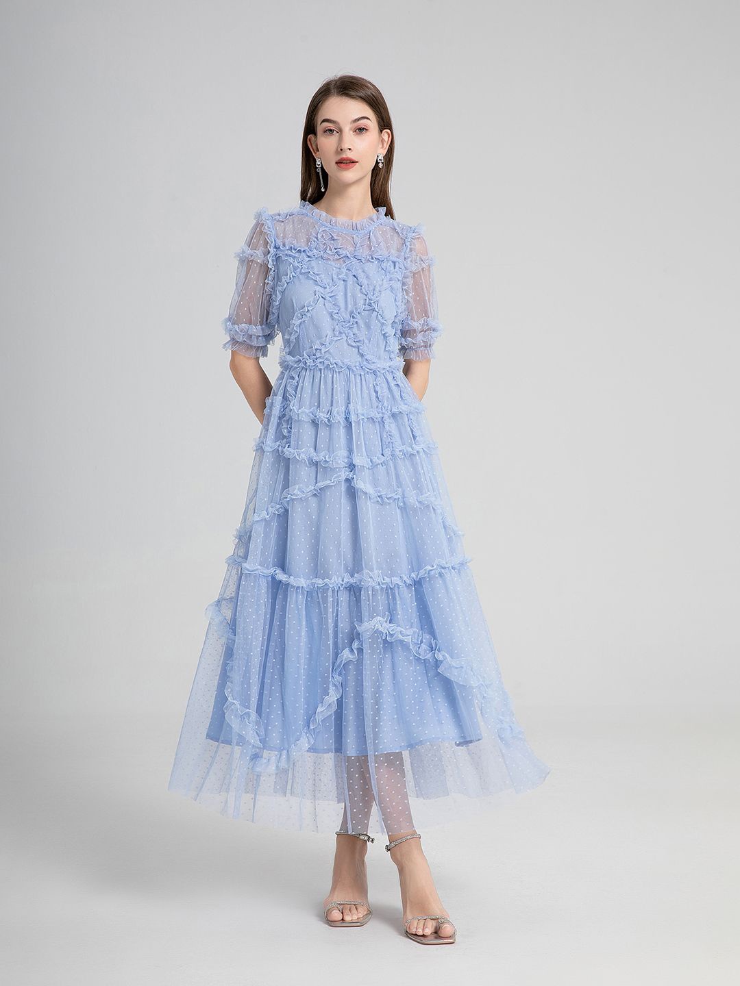 

JC Collection Women Self Design Fit & Flare Midi Dress, Blue