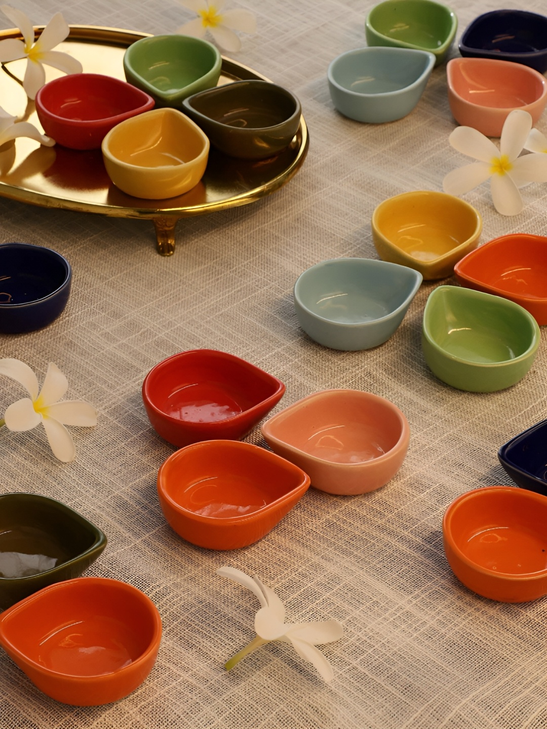 

MIAH Decor Blue & Pink 24 Pieces Reusable & Eco-Friendly Ceramic Diyas