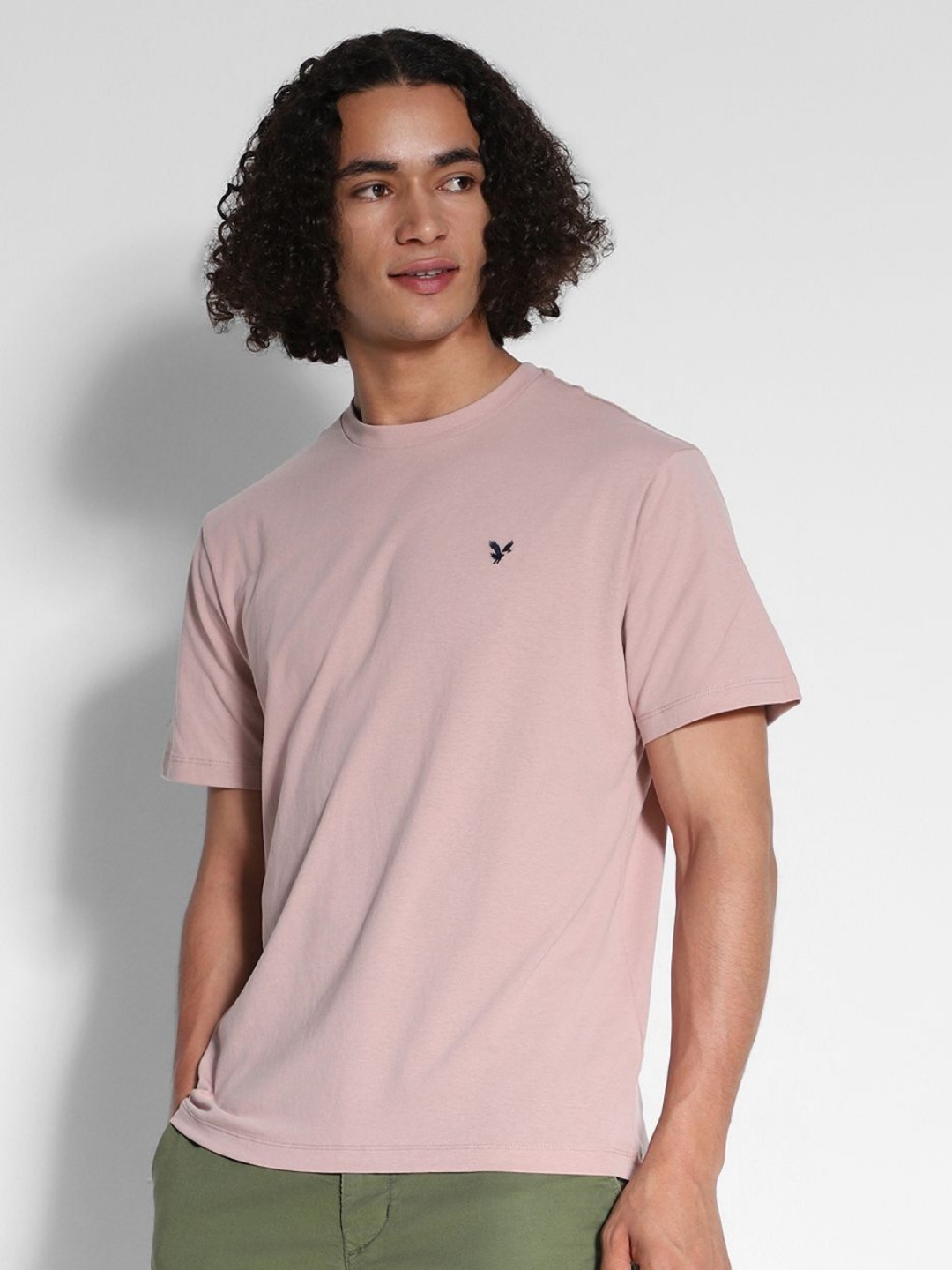 

AMERICAN EAGLE OUTFITTERS Men Cotton Short Sleeves T-shirt, Peach