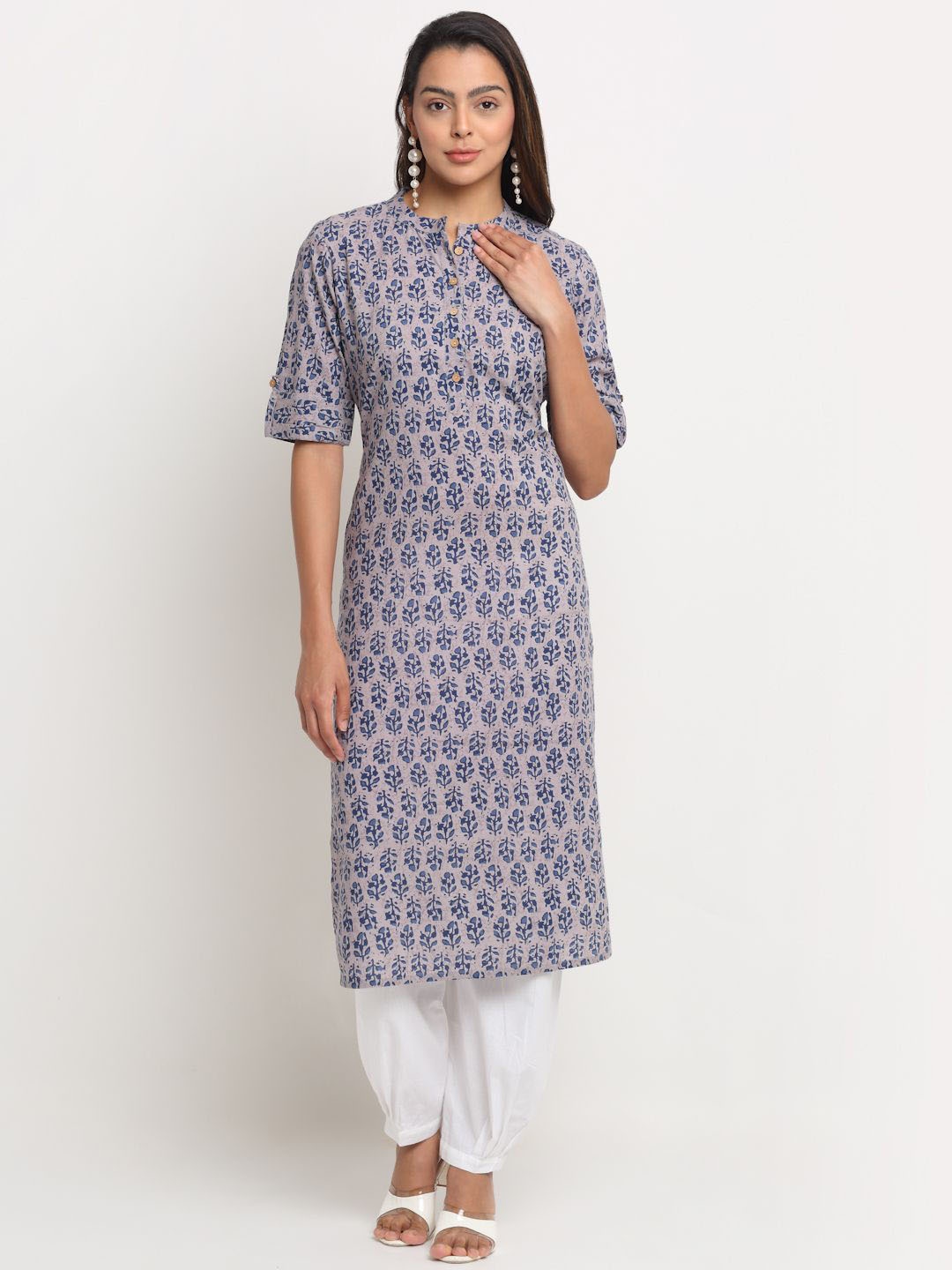 

KALINI Women Floral Printed Floral Kurta, Grey
