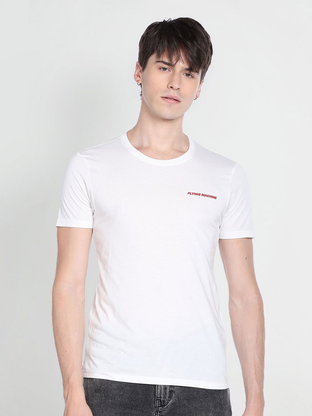 

Flying Machine Round Neck T-shirt, White