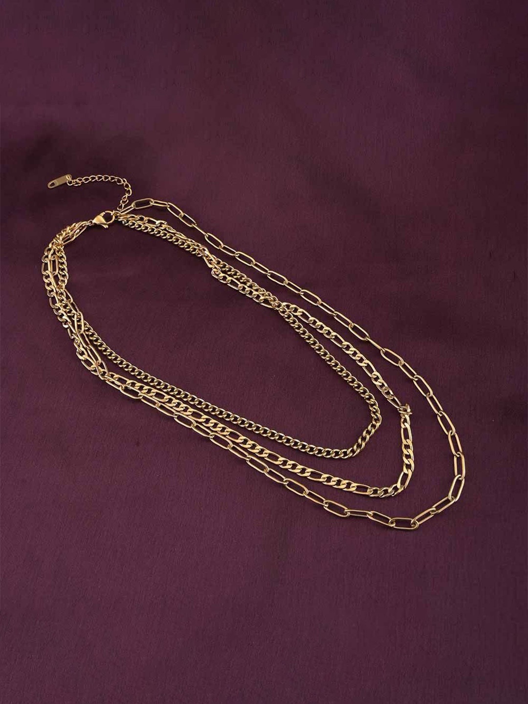 

PALMONAS Stainless Steel Gold Plated Layered Necklace