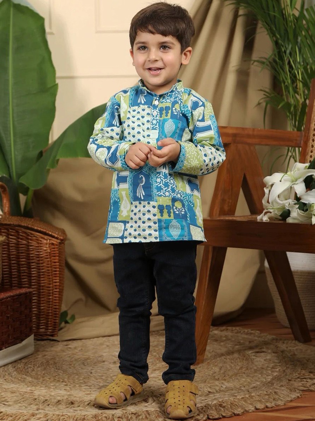 

Miko Lolo Boys Printed Kurtas, Blue