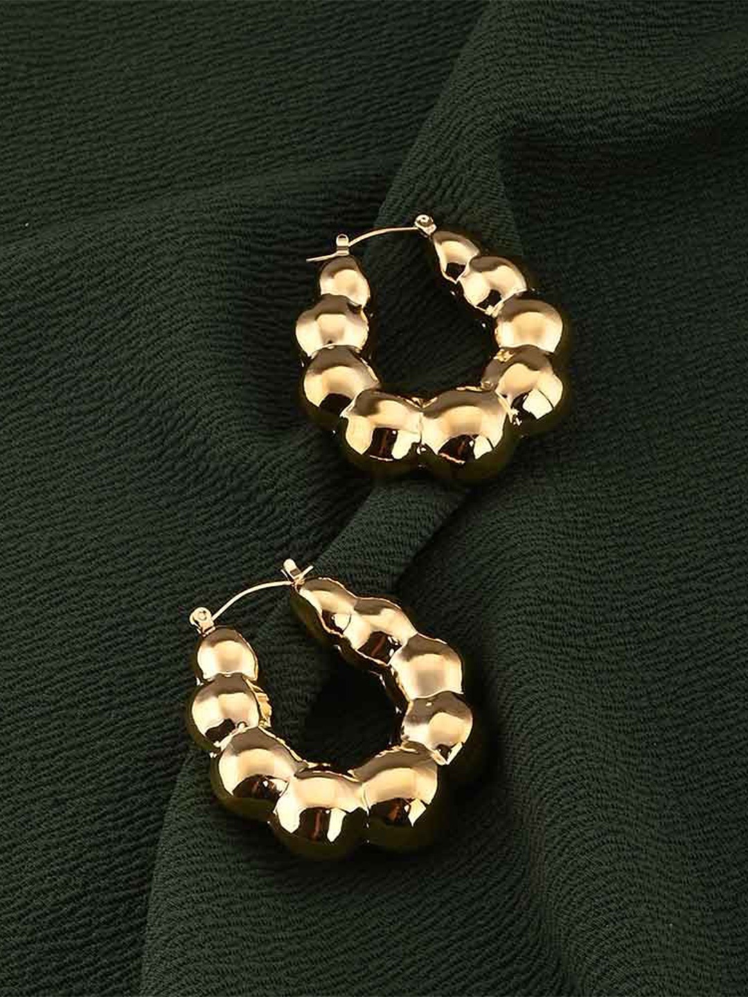 

PALMONAS Gold-Plated Circular Bubble Hoop Earrings