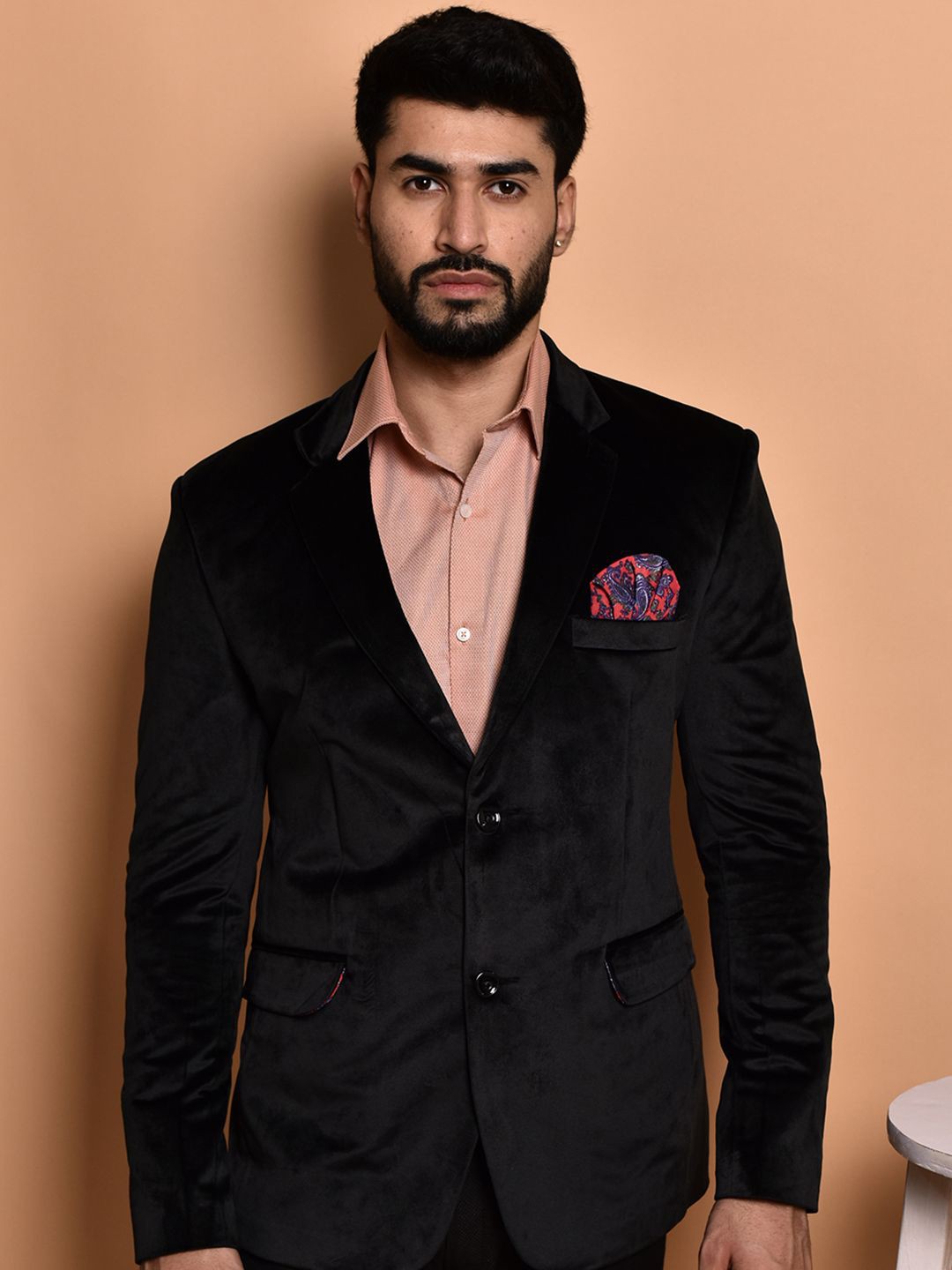 

PRINTCULTR SlimFit Single-Breasted Blazer, Black