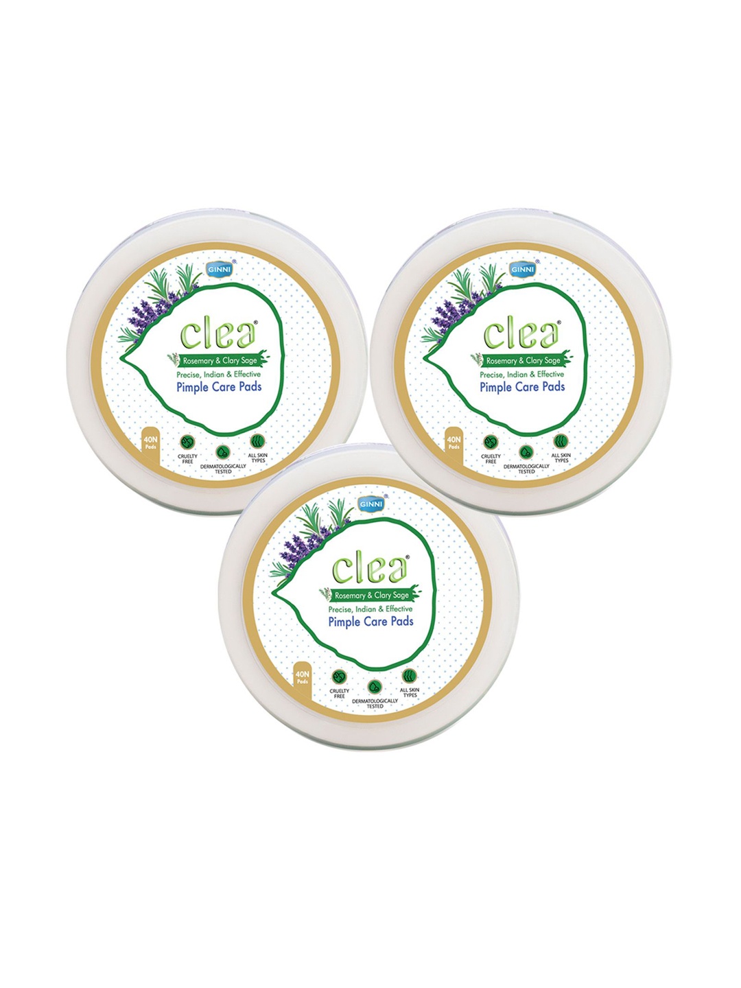 

Clea Set Of 3 Rosemary & Clary Sage Pimple Care Pads-40N Pads Each, White