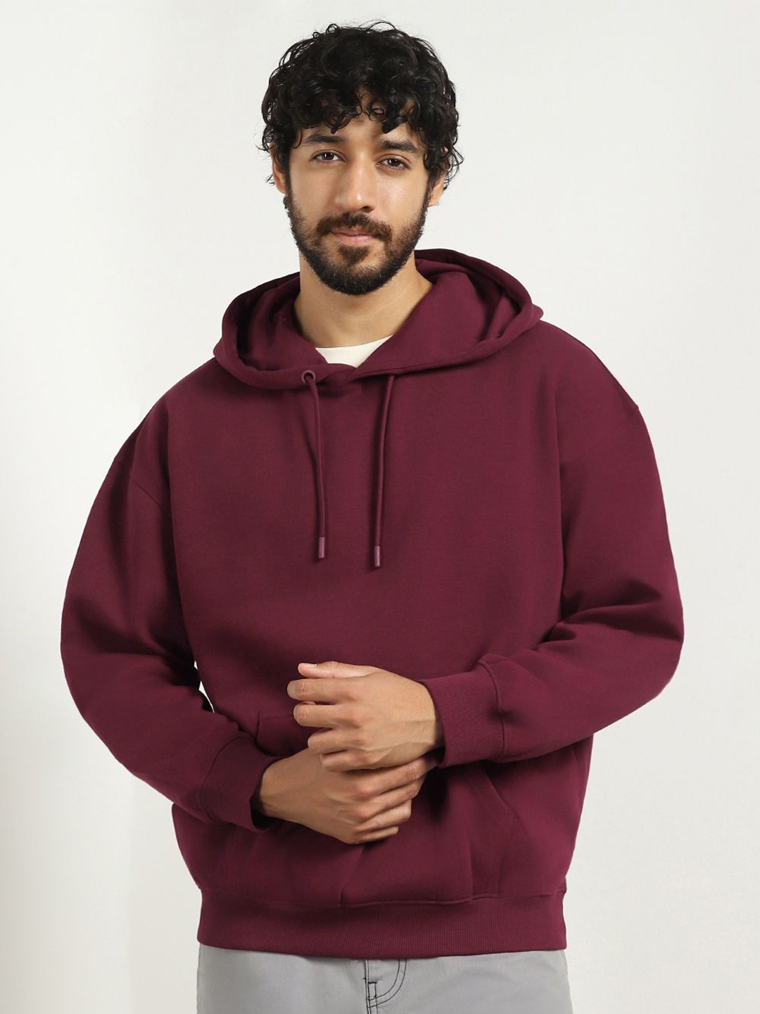 

NOBERO Men Hooded Pullover Sweatshirt, Maroon