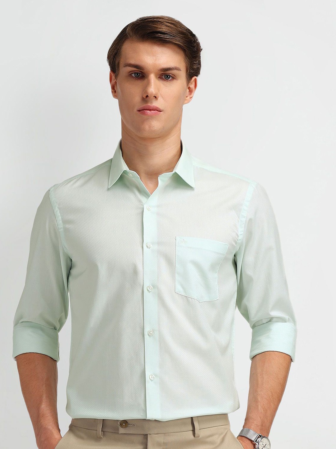 

Arrow Men Modern Slim Fit Opaque Formal Shirt, Green