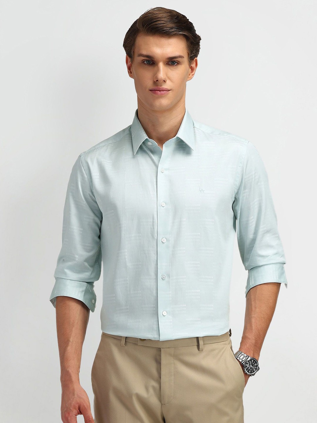 

Arrow New York Men Modern Slim Fit Opaque Formal Shirt, Green