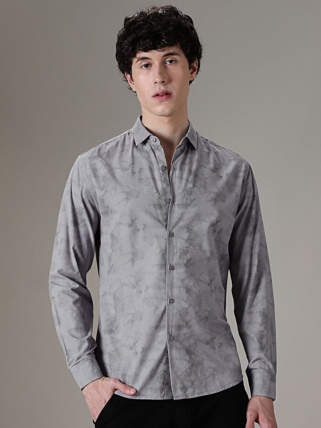 

Banana Club Men Classic Slim Fit Opaque Printed Casual Shirt, Green