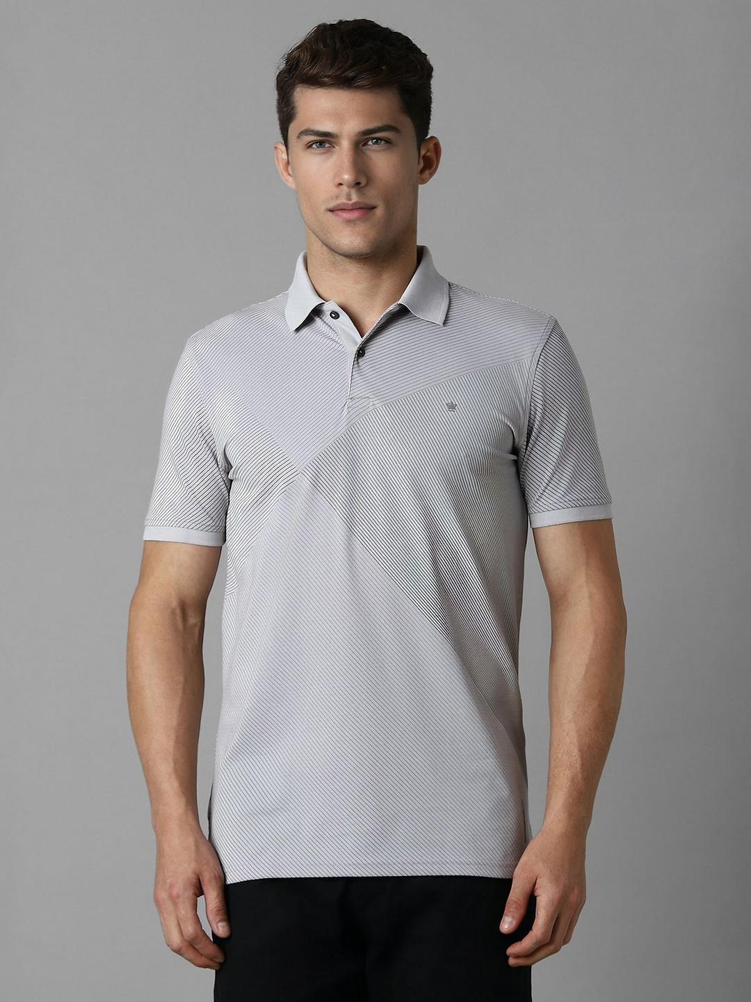 

Louis Philippe Sport Men Solid Polo Collar Cotton Slim Fit T-shirt, Grey