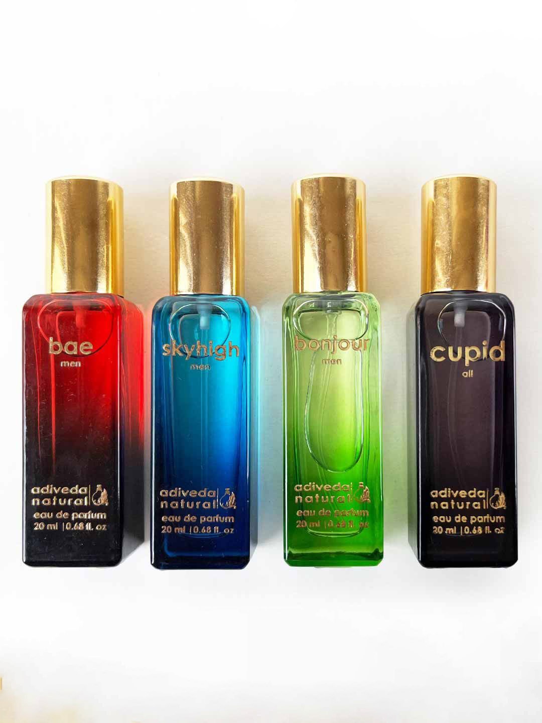 

Adiveda Natural Set Of 4 Bae, Skyhigh, Bonjour & Cupid EDP- 20 ml Each, Green