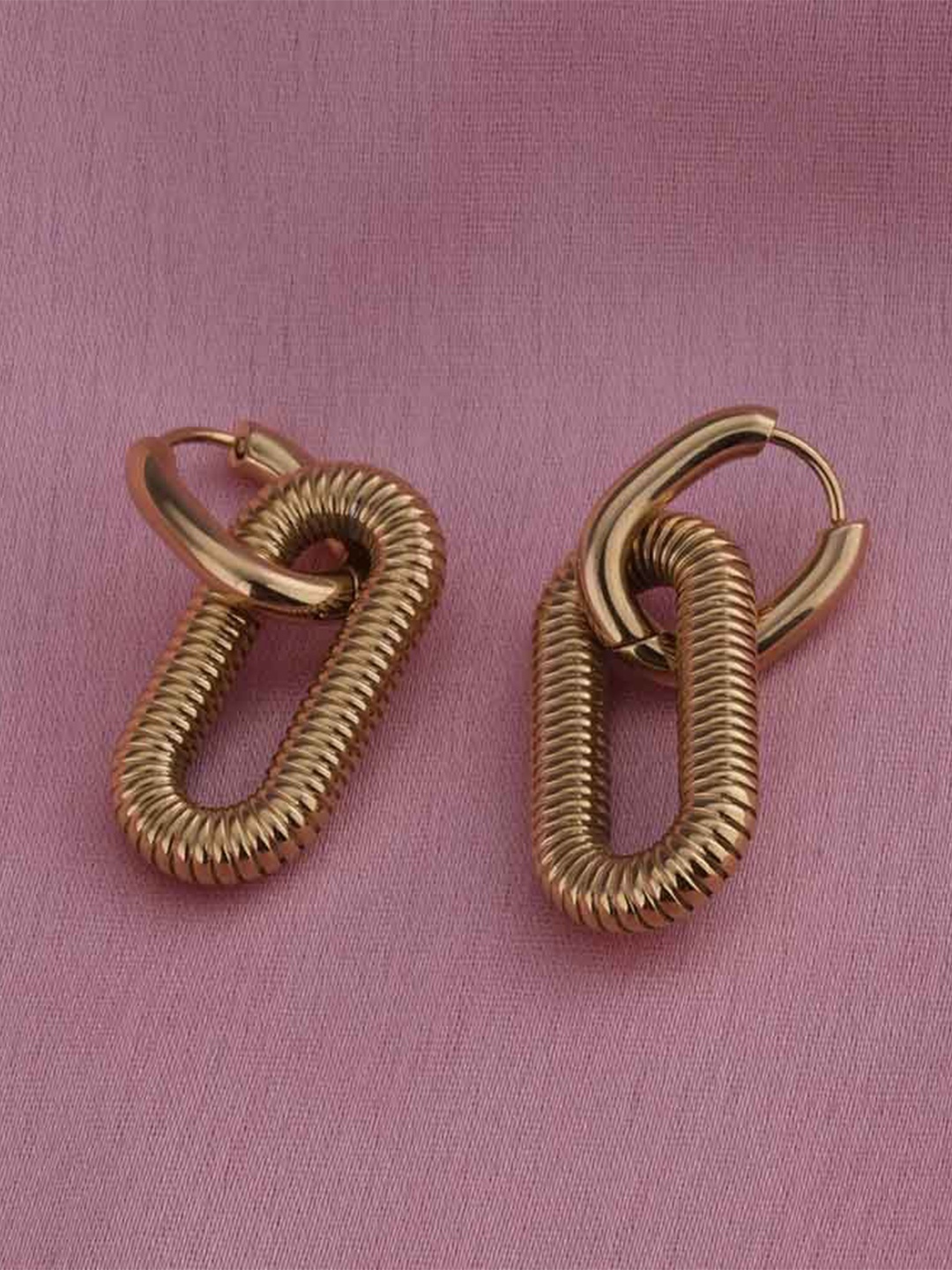 

PALMONAS Gold-Plated Contemporary Coil Drop Earrings