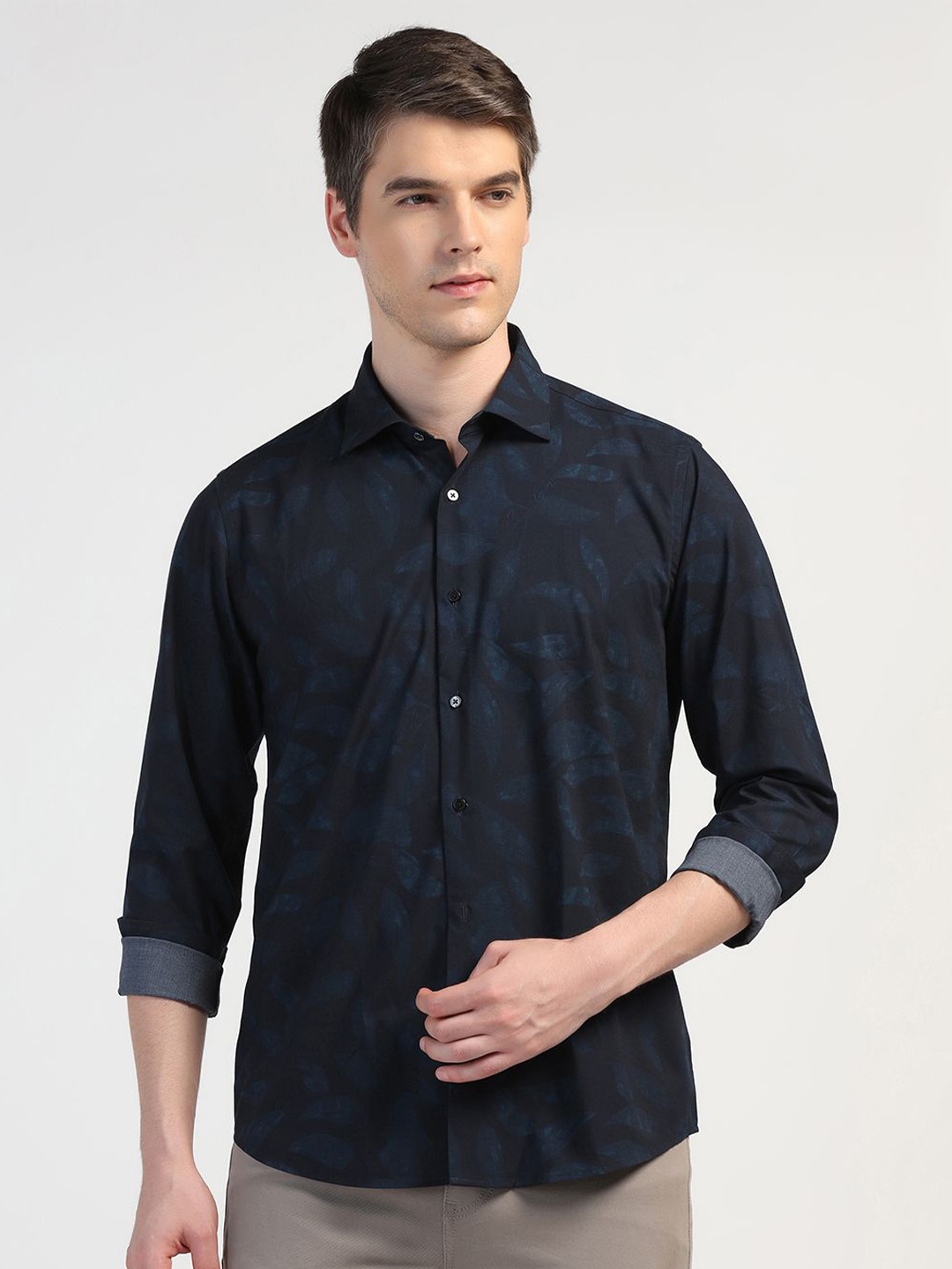 

Blackberrys Men Slim Fit Opaque Printed Casual Shirt, Blue