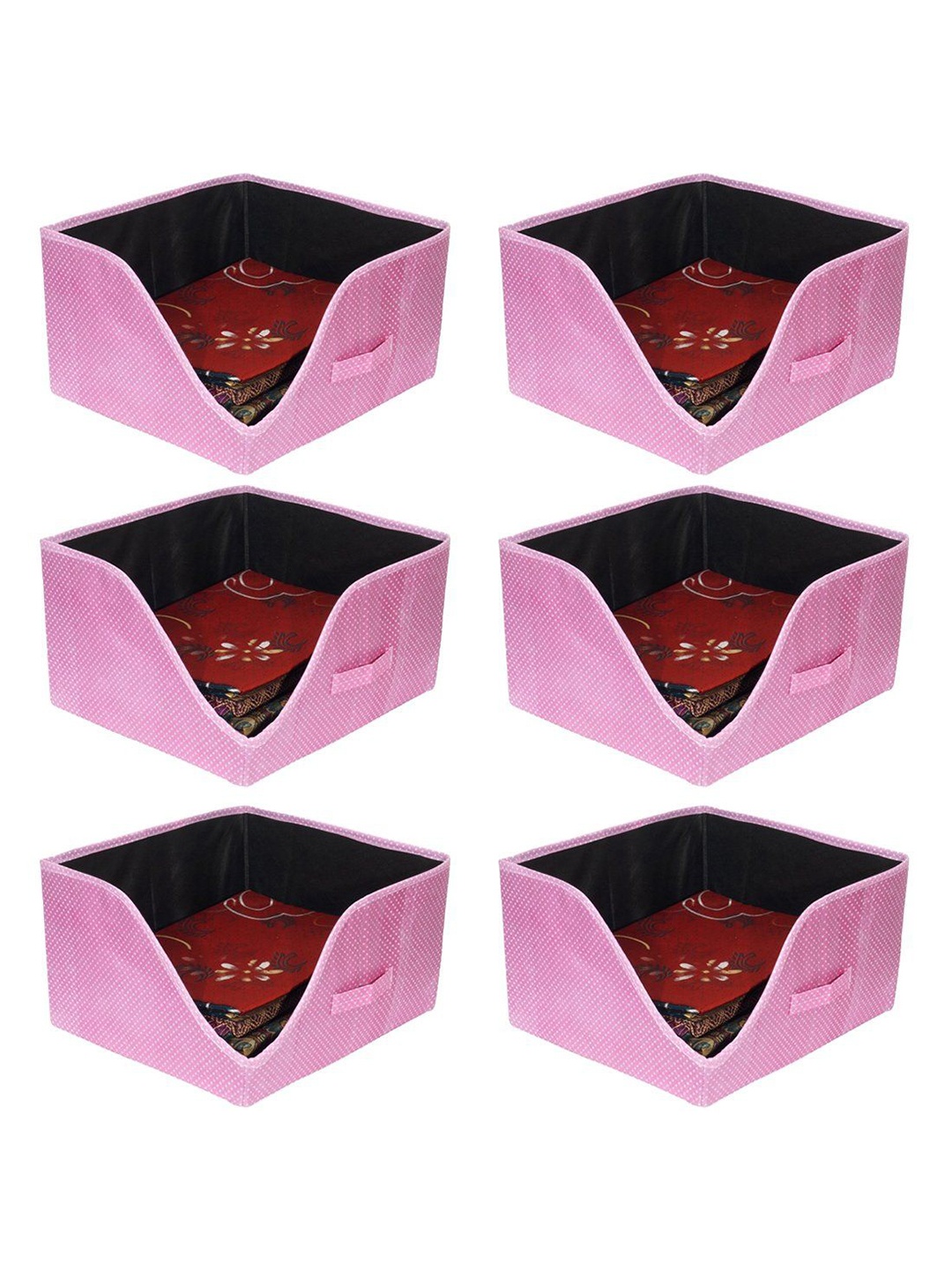 

prettykrafts Pink & White 6 Pieces Printed Reusable Multi-Utility Organisers