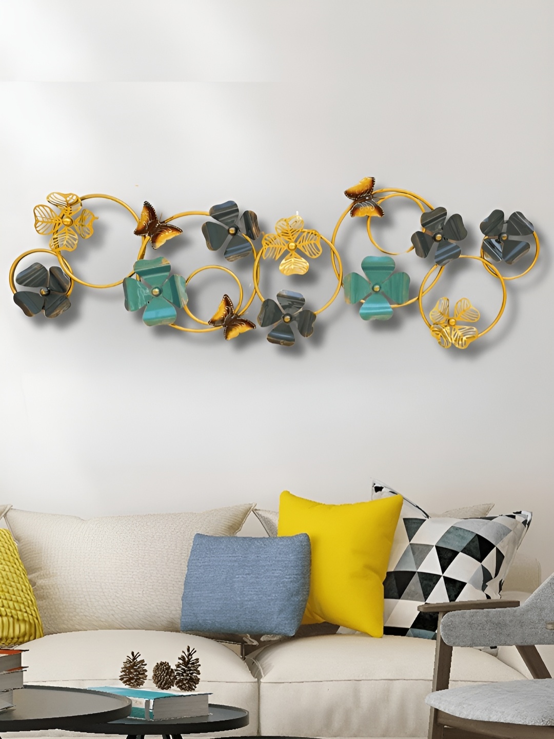 

RSN Green & Grey Textured Flower With Butterfly Wall Decor