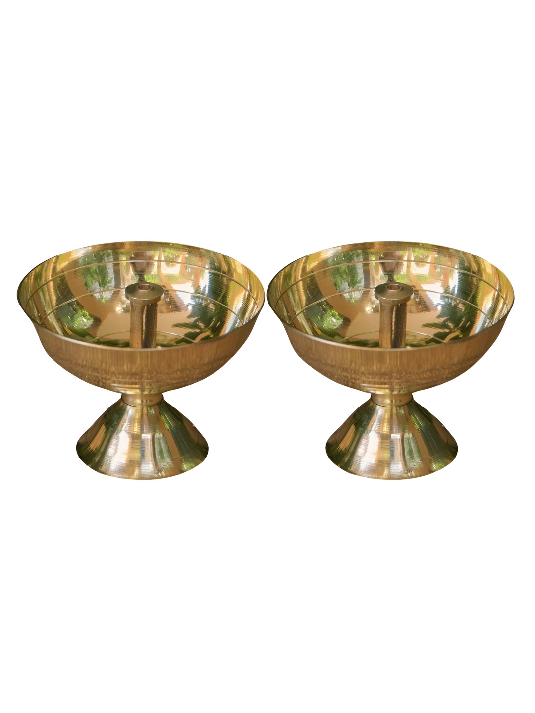 

Ambi Home Set Of 2 Yellow Textured Brass Akhand Deepam, Gold