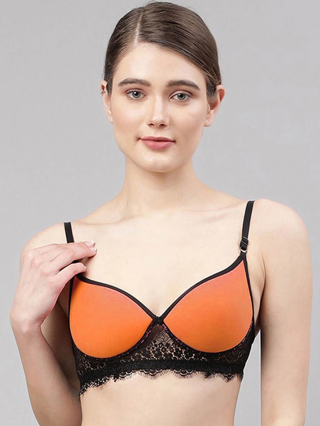 

AROUSY Lace Lightly-Padded Lingerie Set, Orange