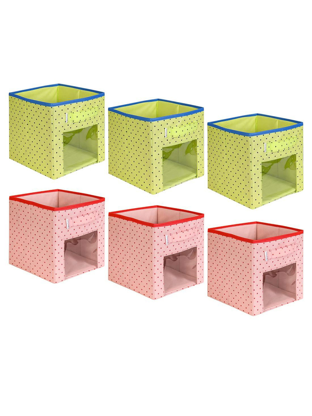 

prettykrafts Pink & Green 6 Pieces Printed Reusable Multi-Utility Organisers