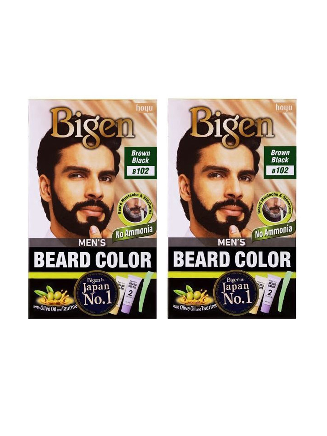 

Bigen Set Of 2 Beard Color 40 g Each Black Brown 102