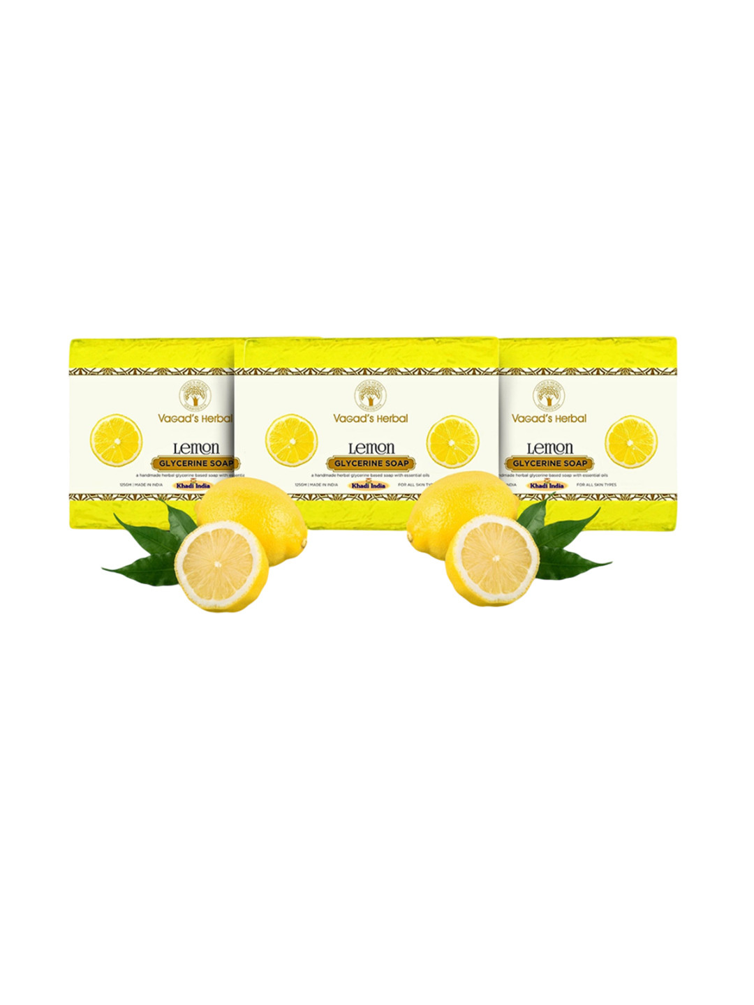 

Vagads Set Of 3 Khadi India Lemon Soap - 375 g Each, Yellow