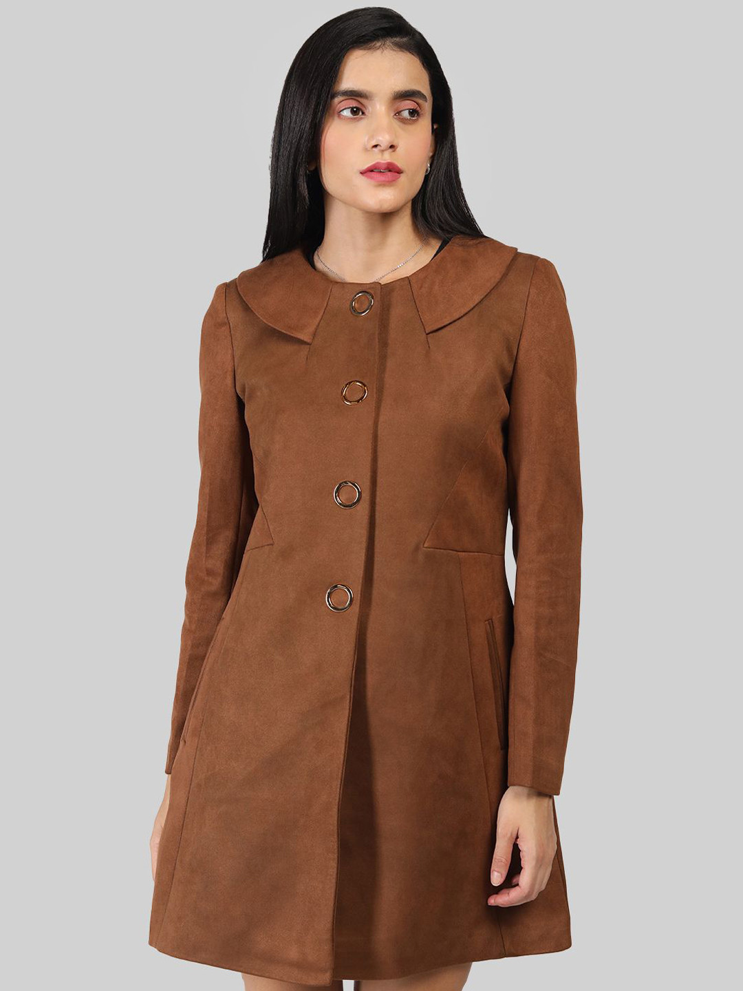 

HONNETE Women Regular Fit Parka Coat, Brown
