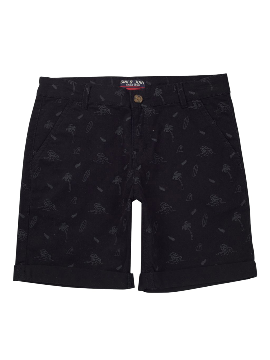 

Gini and Jony Boys Conversational Printed Shorts, Black