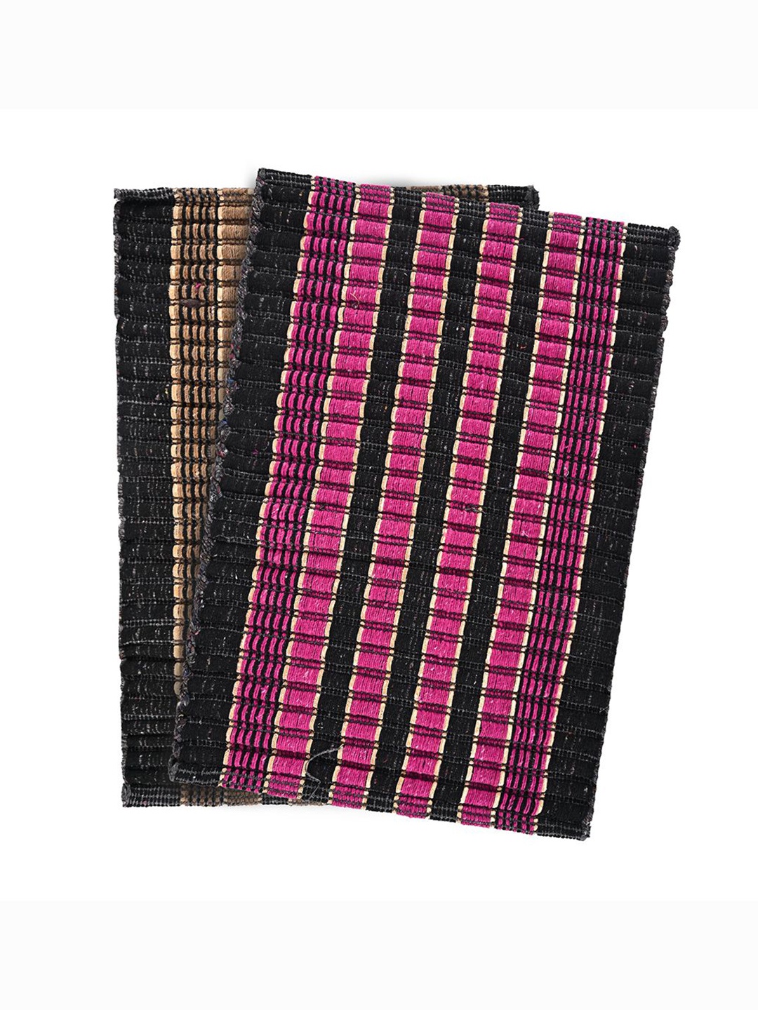 

Kuber Industries Pink & Brown 2 Pieces Textured Cotton Anti-Slip Doormats