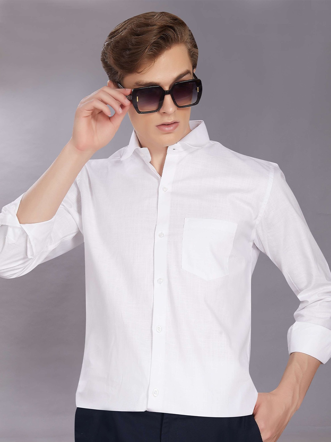 

DIVISIVE Men Club Slim Fit Opaque Casual Shirt, White