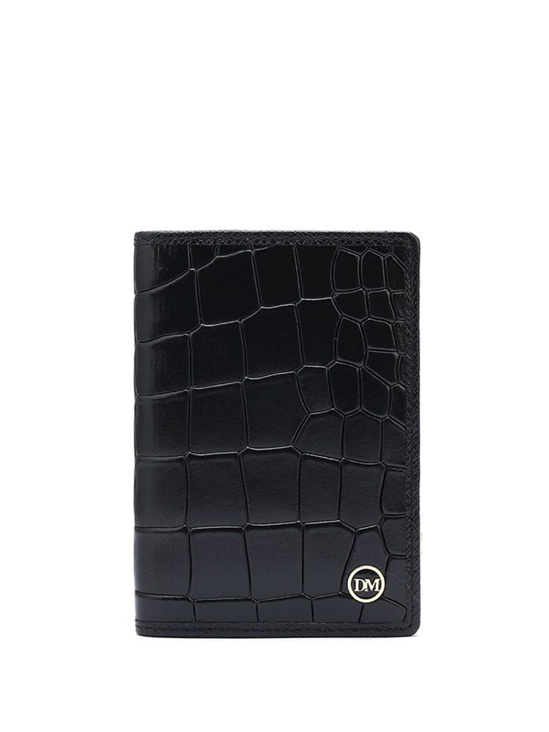 

Da Milano Unisex Textured Leather Two Fold Wallet, Black